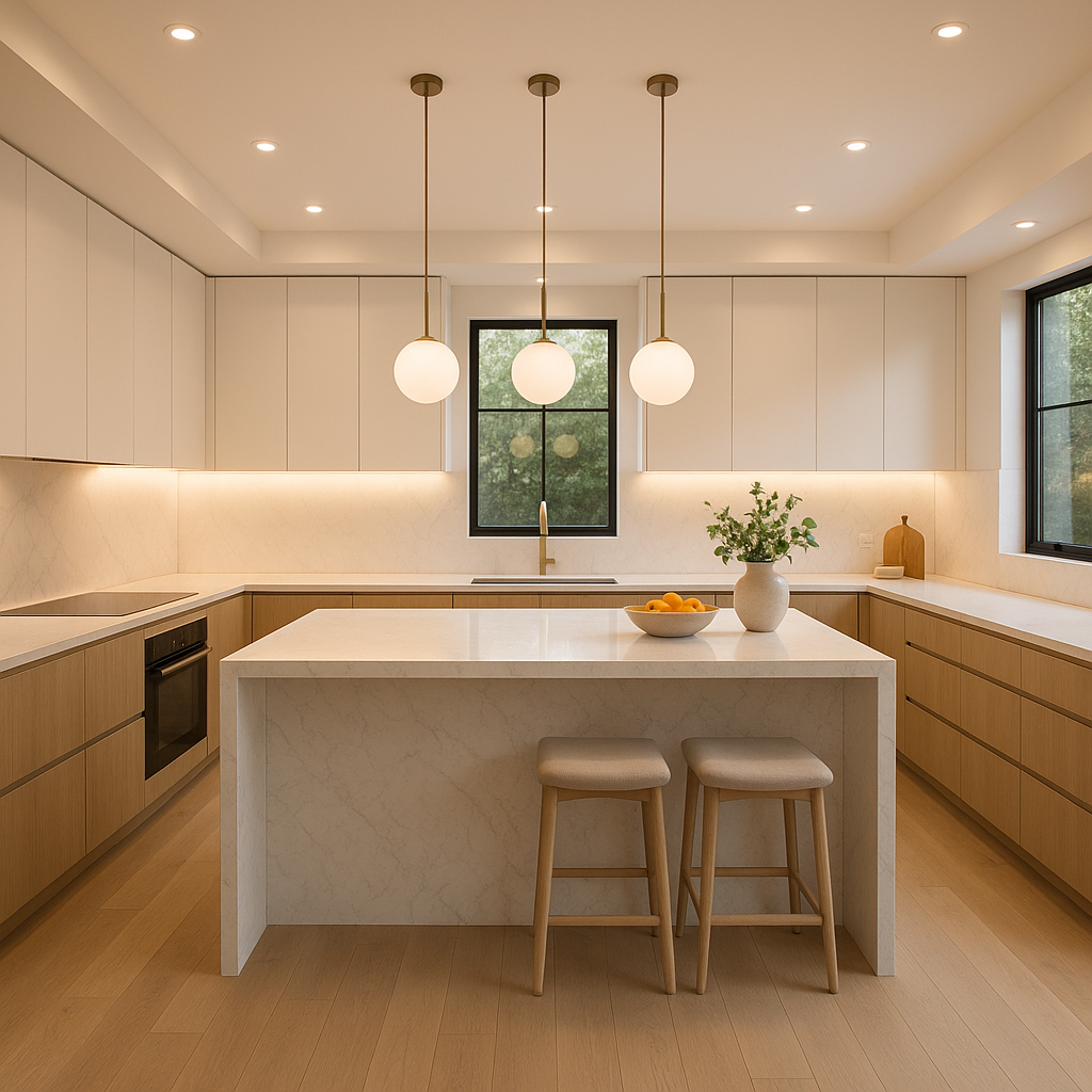 Beautifully lit modern kitchen